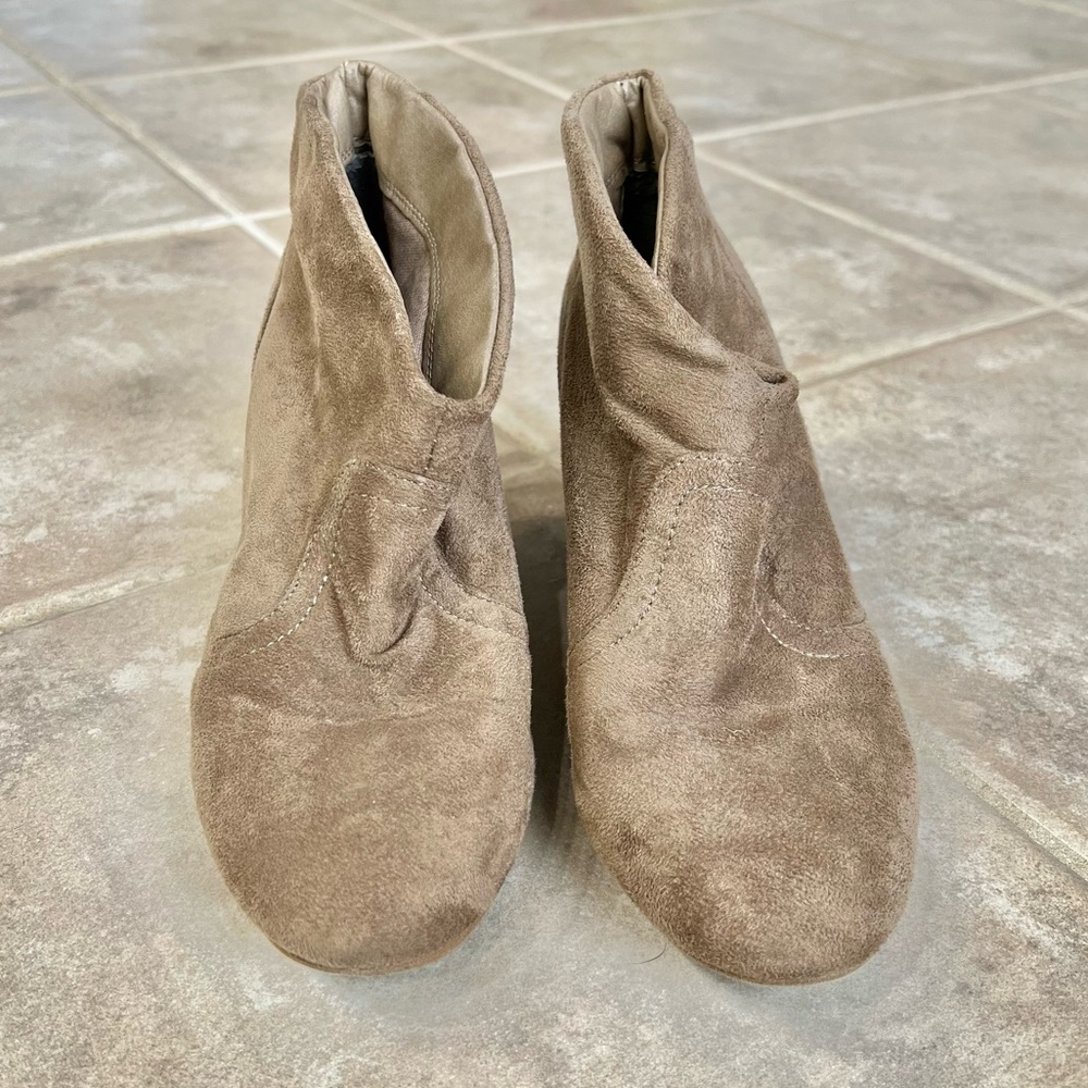 Charlotte Russe Beige Ankle Boot Faux Suede